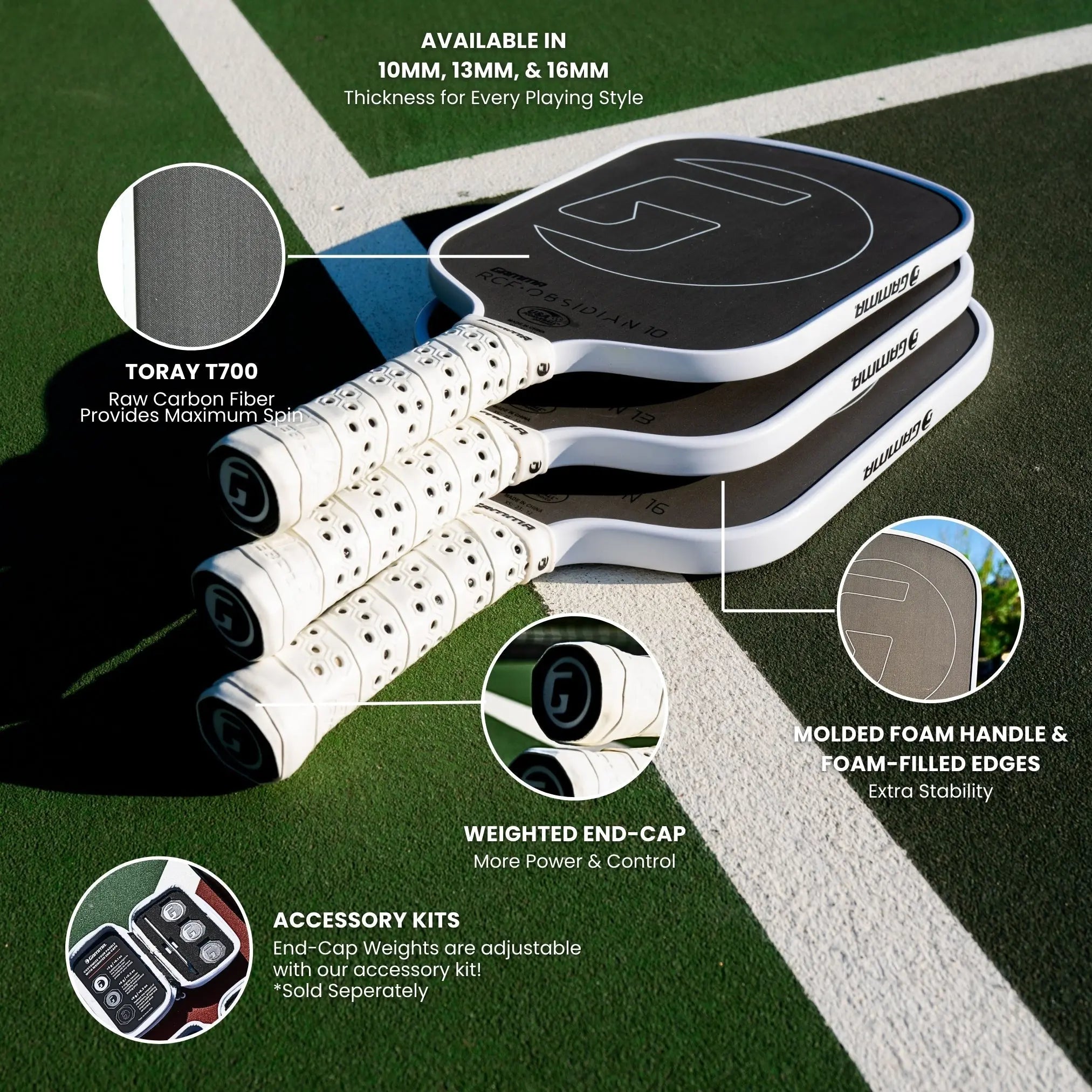 gamma-obsidian-16-paddle-pickleball-16mm-control image 2