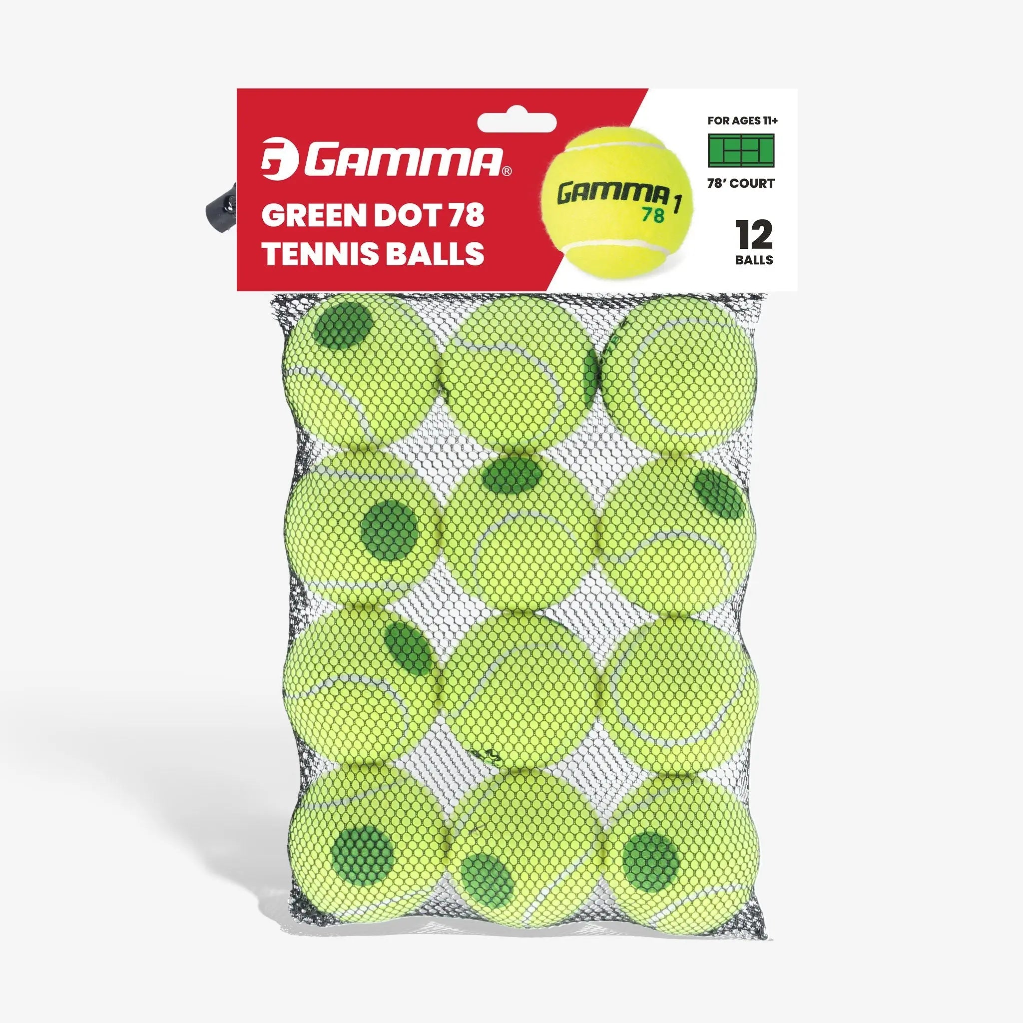gamma-green-dot-78-tennis-ball-palline-tennis-junior-pack image 4