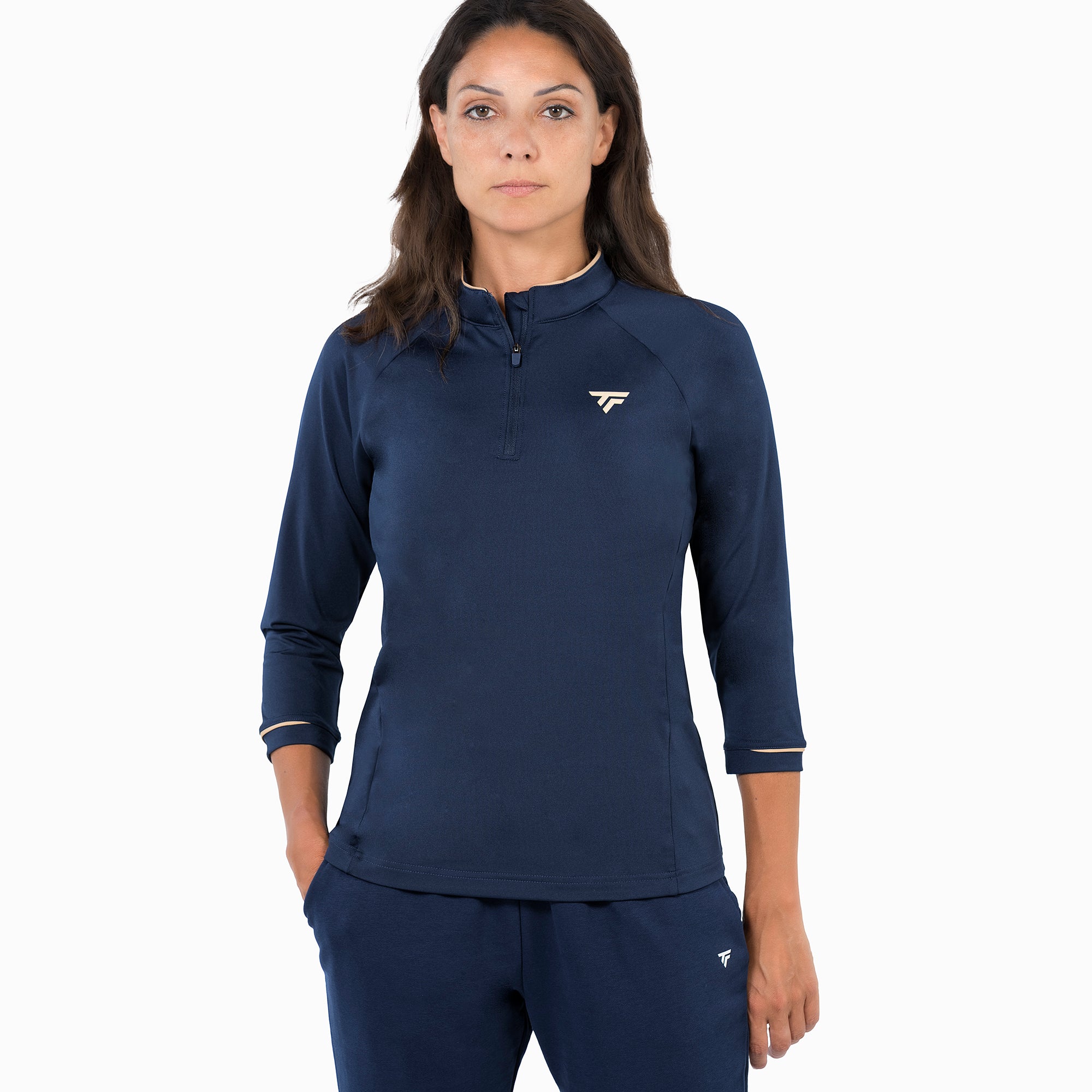 tecnifibre-thermo-zip-manica-3-4-felpa-tennis-donna-blu-marine image 1