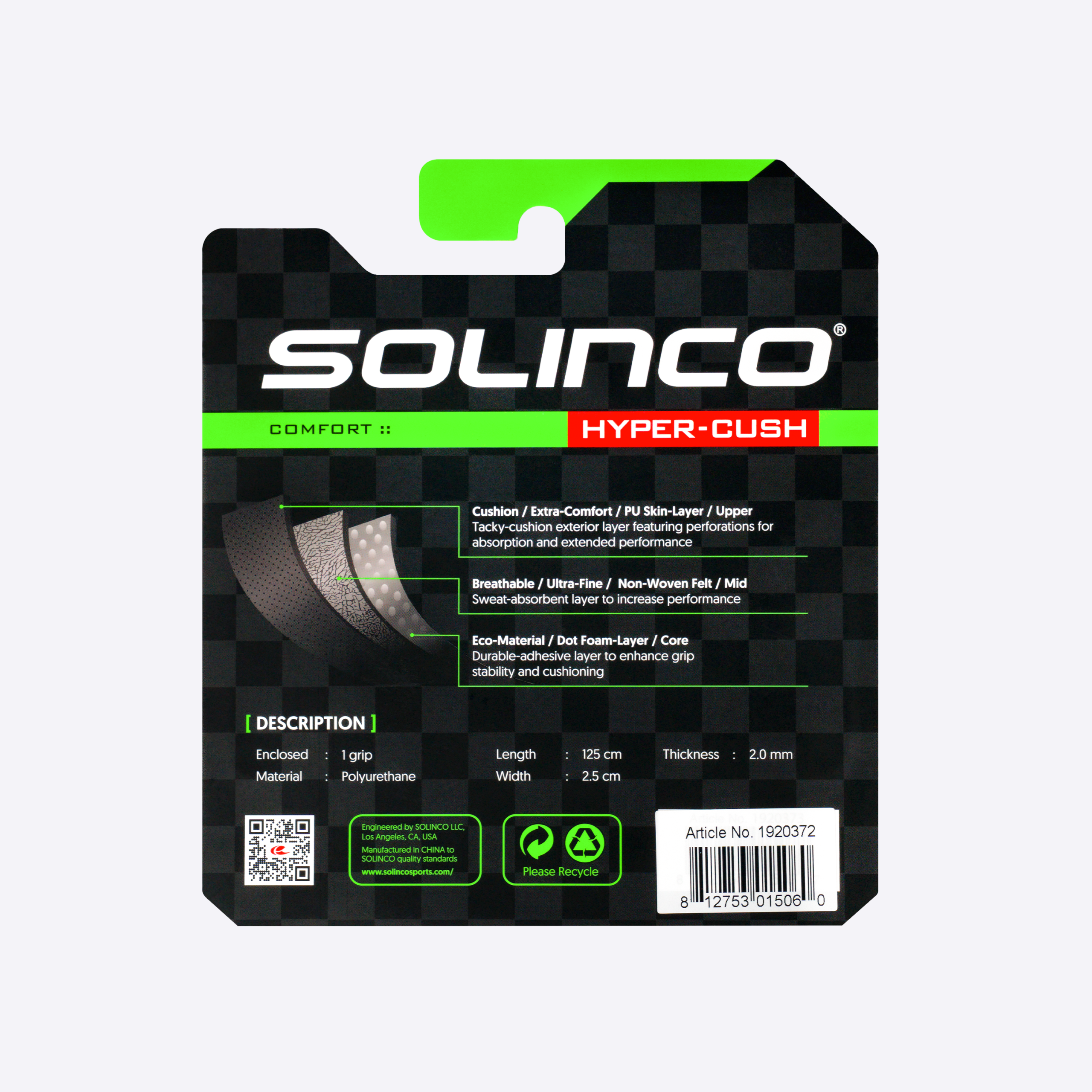 solinco-hyper-cush-replacement-grip-nero-bianco-2-0-mm image 3