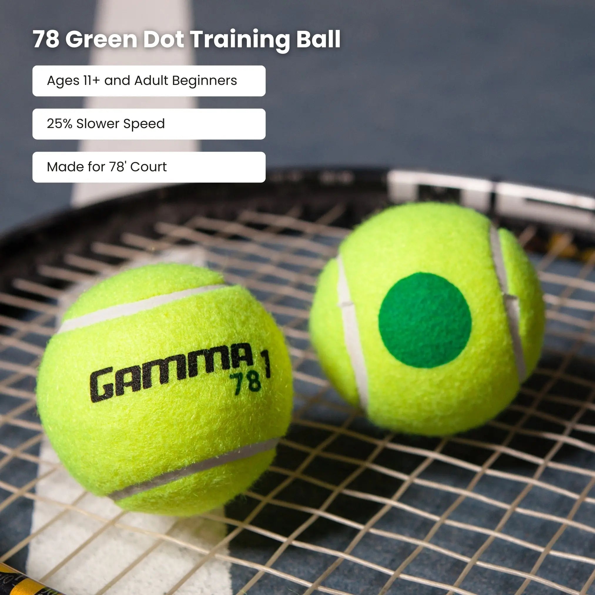 gamma-green-dot-78-tennis-ball-palline-tennis-junior-pack image 2