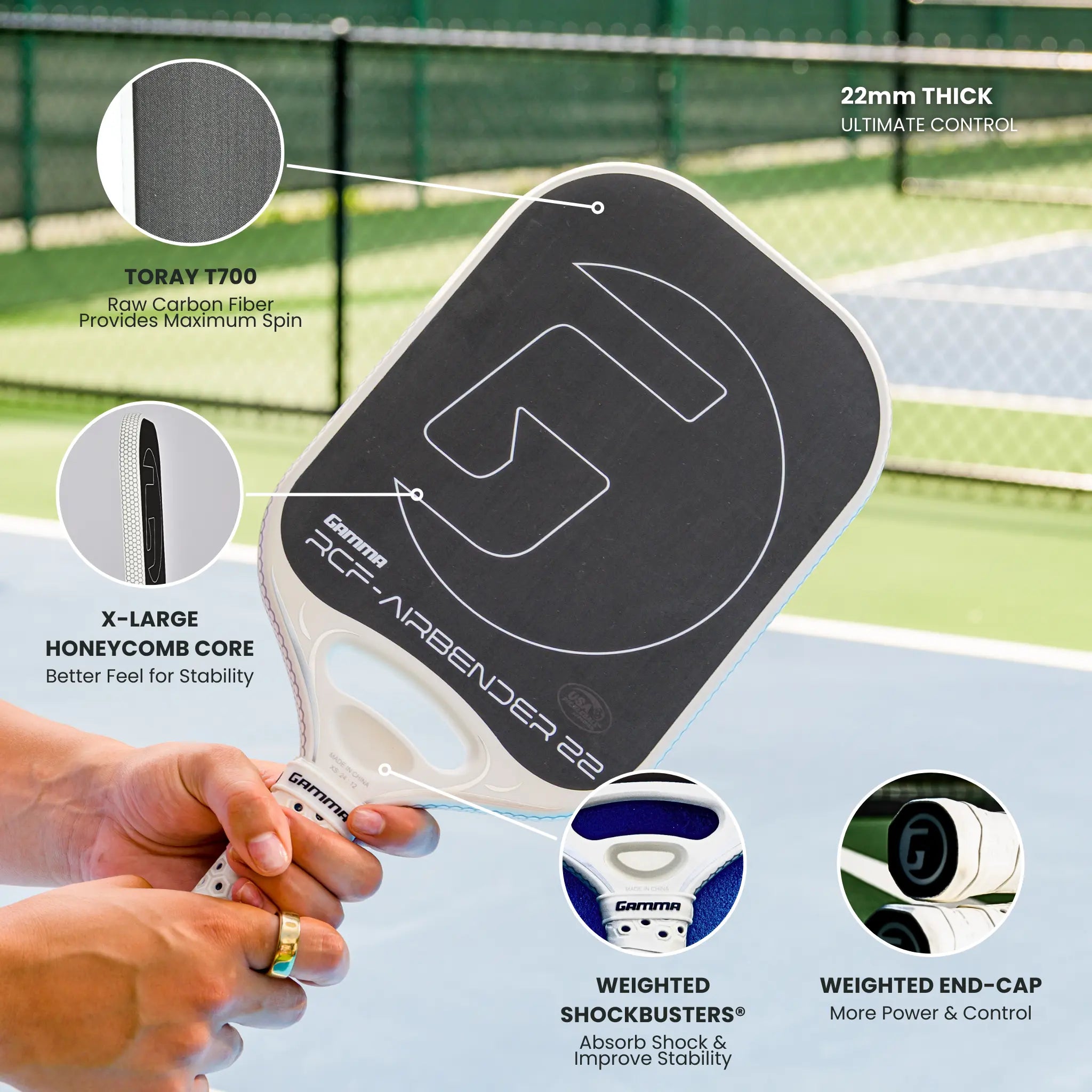 gamma-airbender-22-paddle-pickleball-22mm-hybrid image 2
